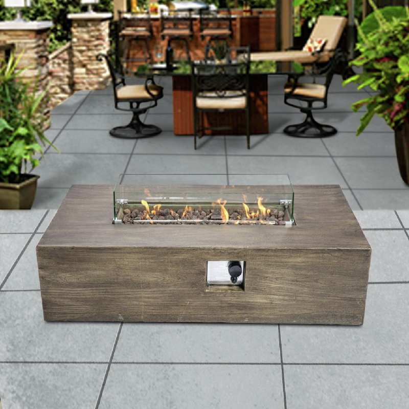 Teamson Home HF48708AA UK Gas Fire Pit with Cover, 122cm Rectangular Design