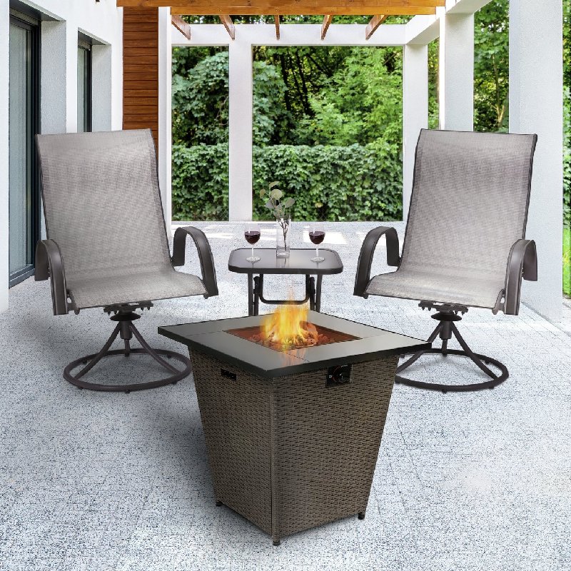 Teamson Home Peaktop HF30200AA UK Gas Fire Pit with Cover and Lava Rocks