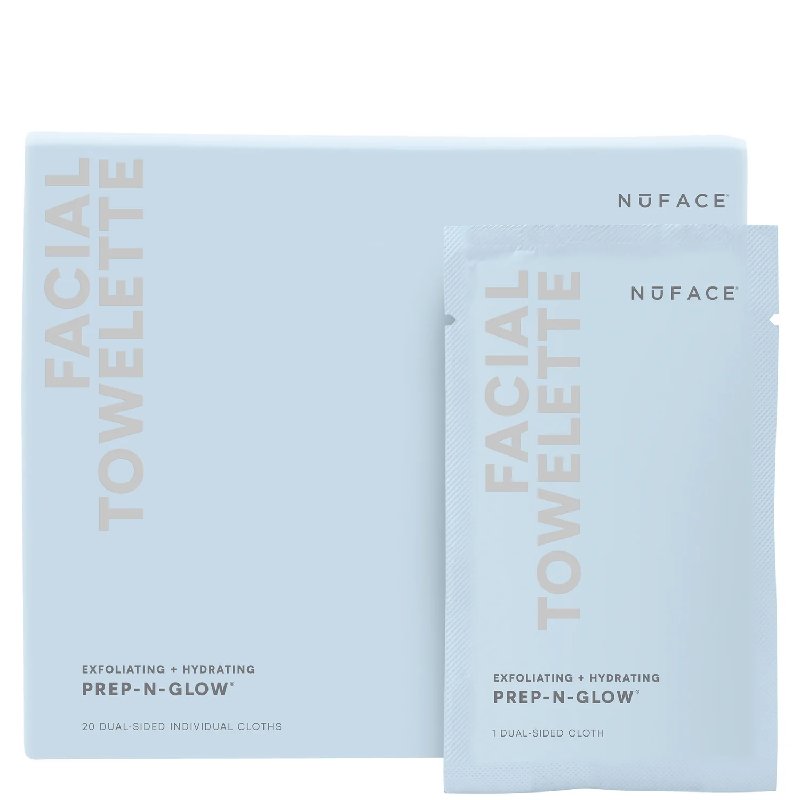 NuFACE Prep-N-Glow Dual-Sided Cleansing Facial Towelettes, 20 Pack