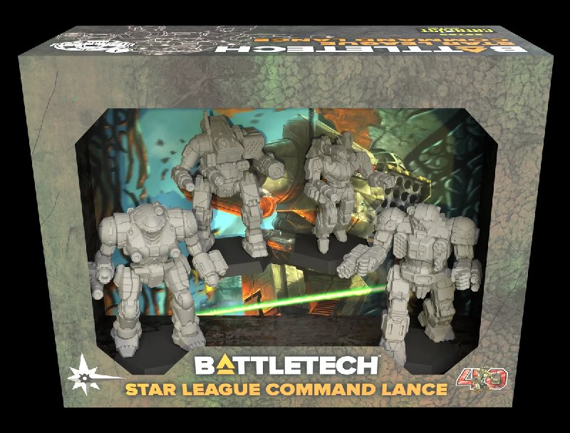 BattleTech Star League Command Lance Board Game Expansion with 4 Pre-Painted BattleMech Miniatures