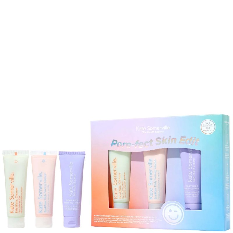 Kate Somerville Pore-fect Skin Edit Set with Goat Milk, ExfoliKate and EradiKate Cleansers 30ml Each