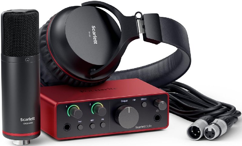 Focusrite Scarlett Solo Studio 4th Gen Audio Interface with CM25 Mk3 Mic and SH-450 Headphones
