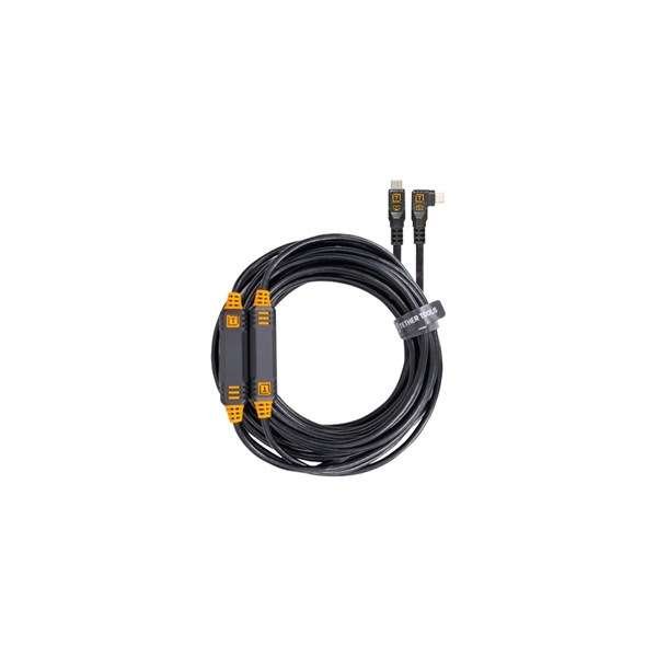 TetherTools Tether Pro 9.4m USB-C to USB-C Straight to Right Angle Cable, Non-Reflective Black
