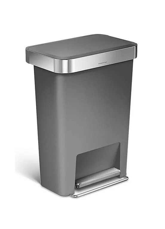 Simplehuman 45 Litre Plastic Rectangular Pedal Bin in Grey