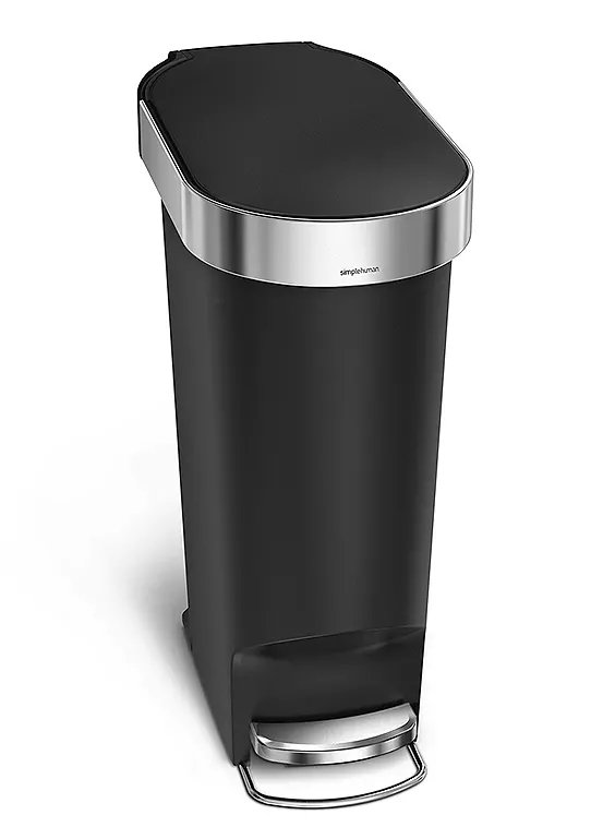 Simplehuman 40 Litre Slim Plastic Pedal Bin - Black