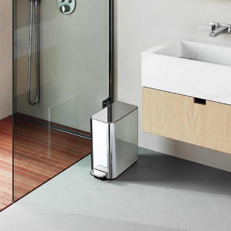 Simplehuman 5L Slim Bathroom Pedal Bin in Silver