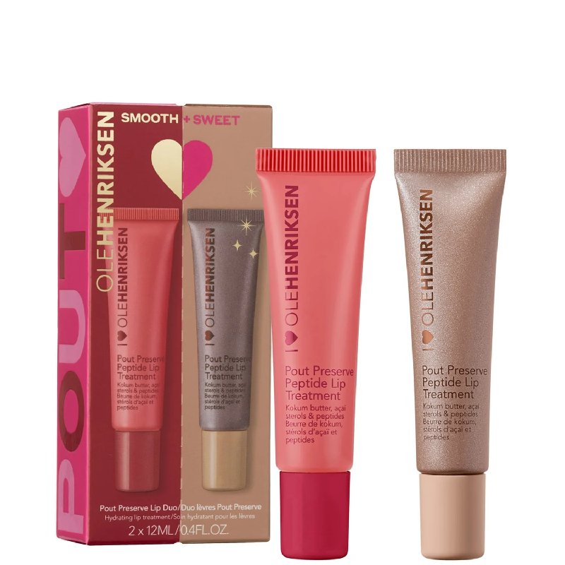 Ole Henriksen Sweet + Smooth Duo Lip Treatment Set with Strawberry Sorbet and Crème Brulee Glimmer 12ml each