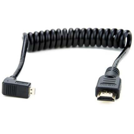 Atomos Coiled Right-Angle Micro HDMI to Full HDMI Cable 30-45cm