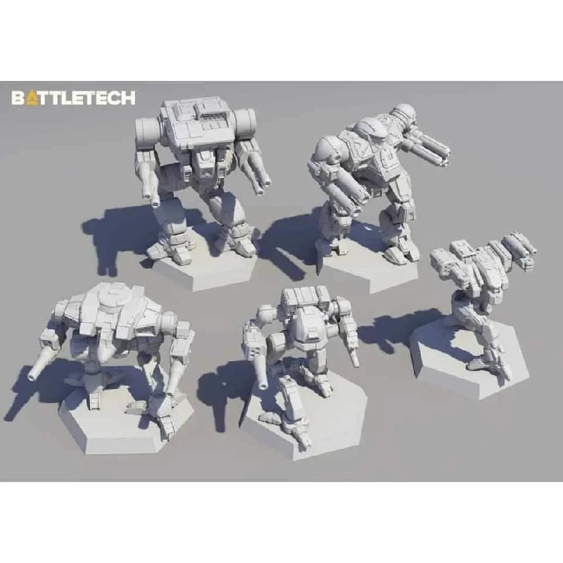 BattleTech Clan Fire Star Box Set by Asmodee with Five Unpainted OmniMechs