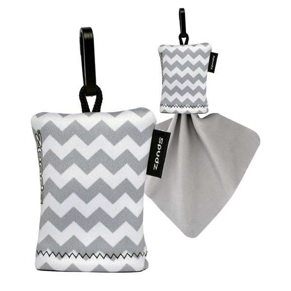 Spudz Microfibre Lens Cleaning Cloth - 10x10 Inch Grey Chevron Pattern