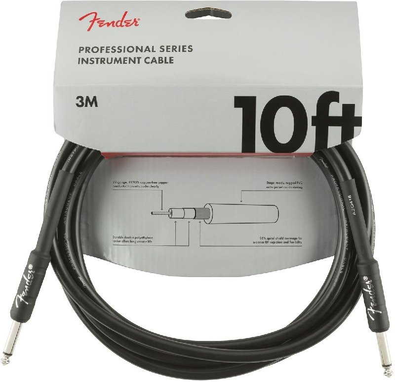 Fender Professional Series Straight to Straight Instrument Cable - 10 Foot Black