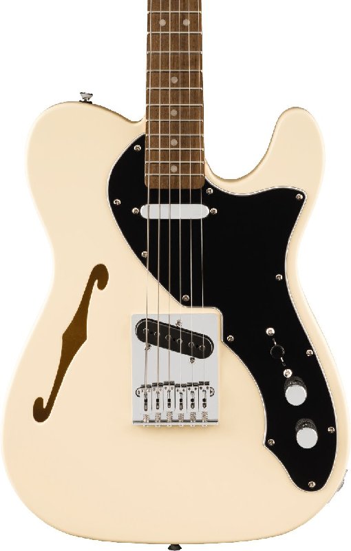 Squier Affinity Telecaster Thinline Electric Guitar - Olympic White with Maple Fingerboard
