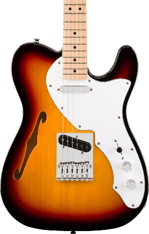 Squier Affinity Telecaster Thinline Electric Guitar, 3-Colour Sunburst with Maple Fingerboard