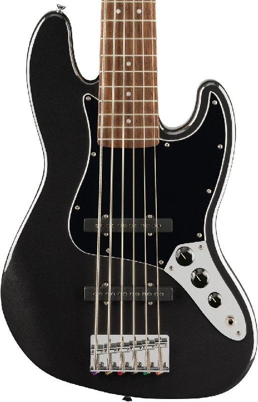 Squier Affinity Series Jazz Bass VI Electric Bass Guitar in Black Metallic