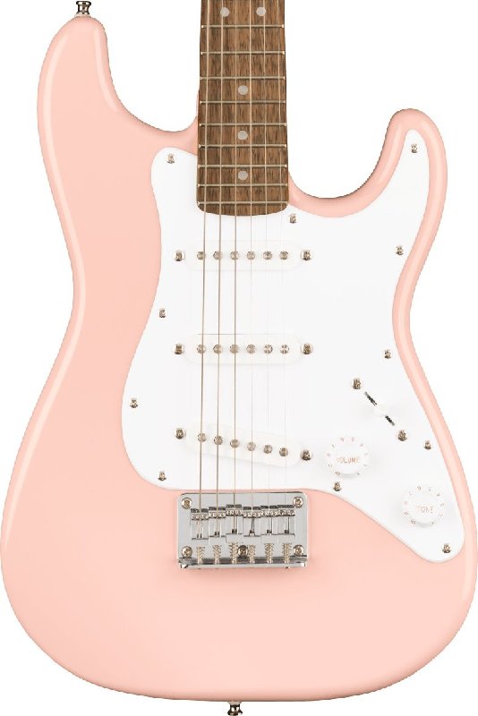 Squier Mini Strat Electric Guitar in Shell Pink, 3/4 Size