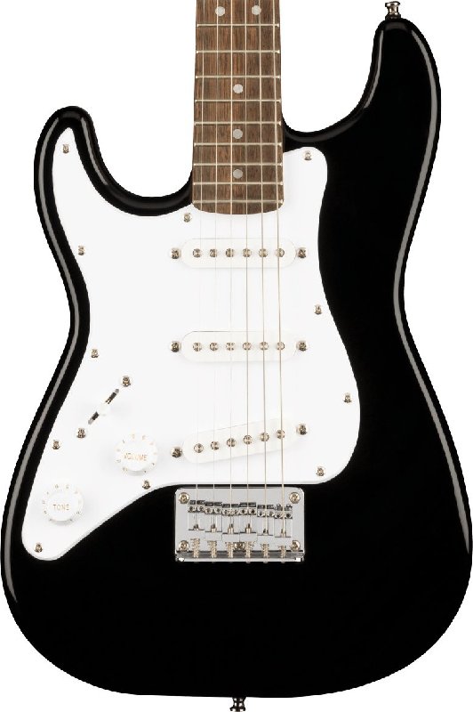 Squier Mini Strat Left-Handed Electric Guitar in Black, 3/4 Size
