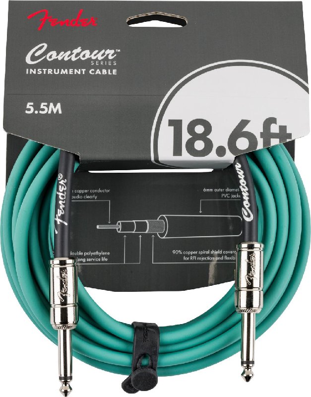 Fender Contour 18.6 ft Instrument Cable in Sherwood Green