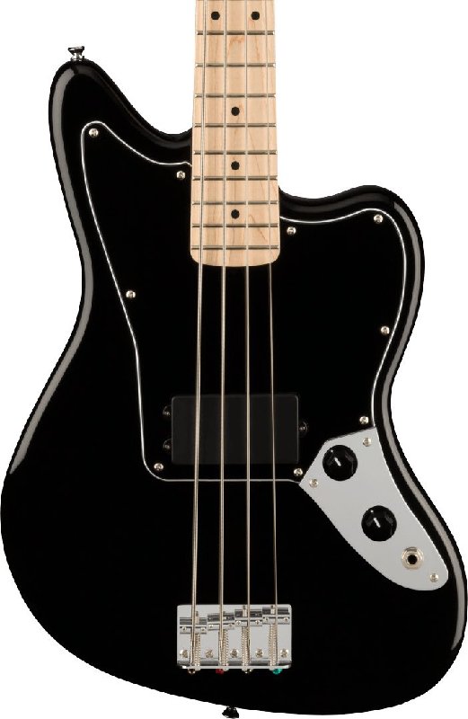 Squier Affinity Jaguar Bass Guitar H in Black with Poplar Body and Maple Neck