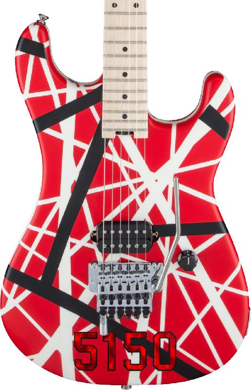 EVH Striped Series 5150 Electric Guitar, Maple Fingerboard, Red with Black and White Stripes