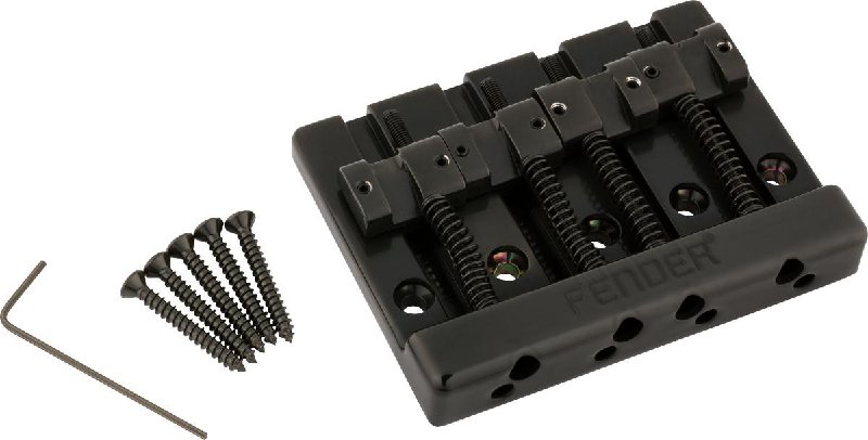 Fender HiMass 4-String Bass Bridge Assembly with Zinc Saddles in Black