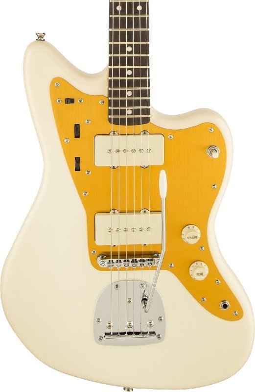 Squier J Mascis Jazzmaster Electric Guitar, Vintage White, Laurel Fingerboard, Gold Anodized Pickguard