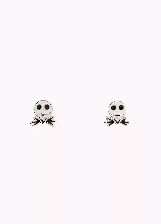 Disney Nightmare Before Christmas Jack Skellington Sterling Silver Enamel Stamp Stud Earrings