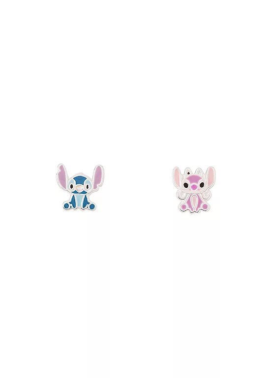 Disney Sterling Silver Lilo and Stitch Angel Enamel Stud Earrings