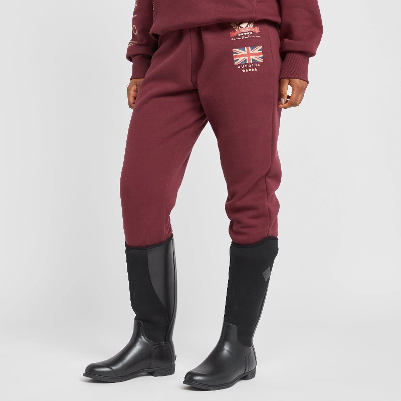 Aubrion Women's Team Joggers in Burgundy with Fleece Lining