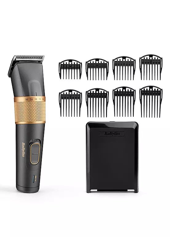 BaByliss Graphite Precision Hair Clipper with 8 Comb Guides, Model E987U