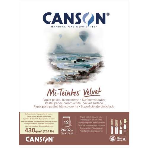 Canson Mi-Teintes Velvet Pastel Pad, Cream White, 24cm x 32cm