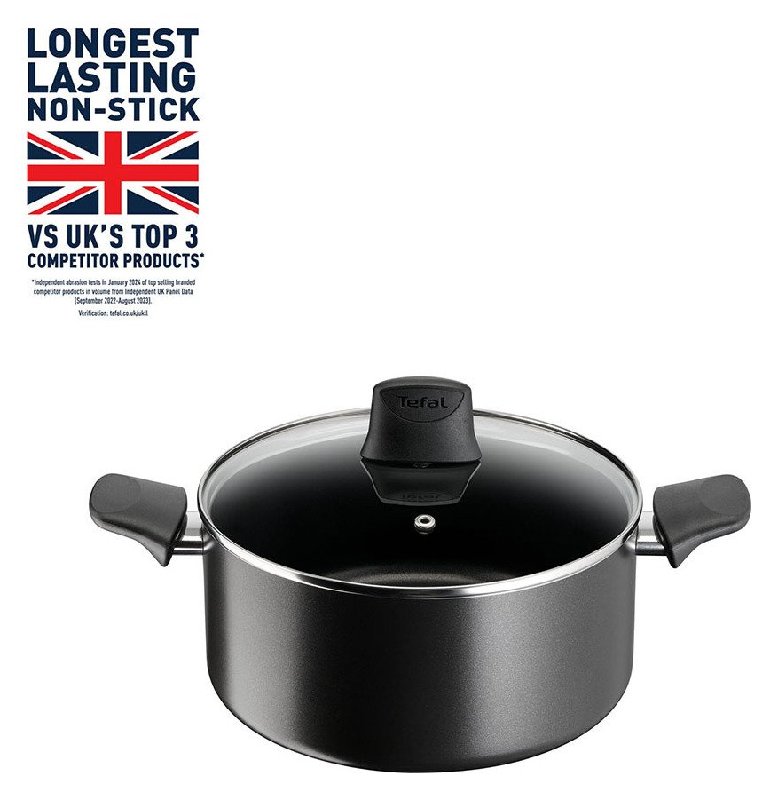 Tefal Titanium Force 24cm Non-Stick Stewpot with Glass Lid, 4.7 Litre Capacity
