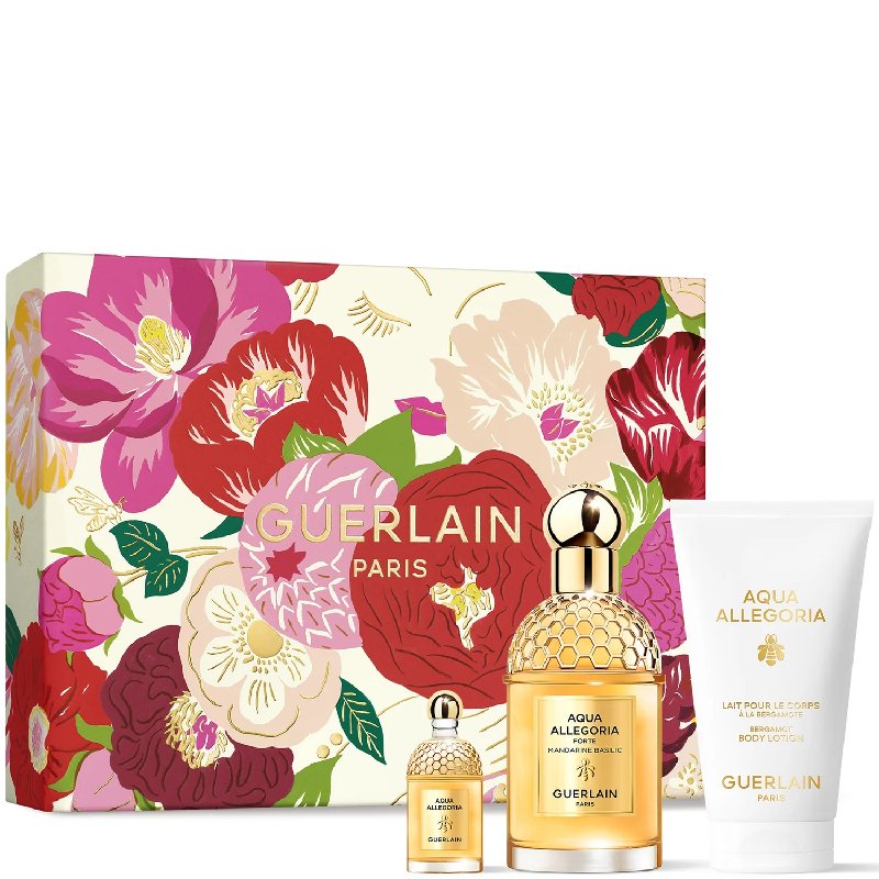 Guerlain Aqua Allegoria Forte Mandarine Basilic Eau de Parfum Gift Set 75ml with 7.5ml Travel Spray and Body Lotion