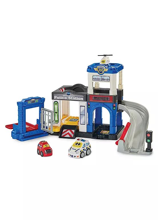 VTech Toot-Toot Drivers Police Station Play Set with SmartPoint Car, Mini Getaway Car and Helicopter
