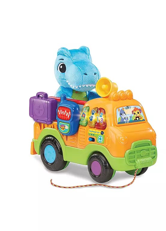 VTech Take Care T-Rex Truck Pull-Along Toy with Soft Fabric Dinosaur