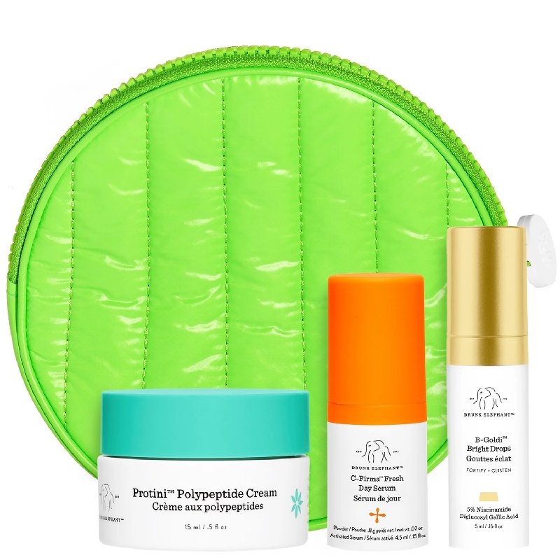 Drunk Elephant Firm & Brighten Set with Protini Cream 15ml, C-Firma Serum 4.5ml & B-Goldi Drops 5ml
