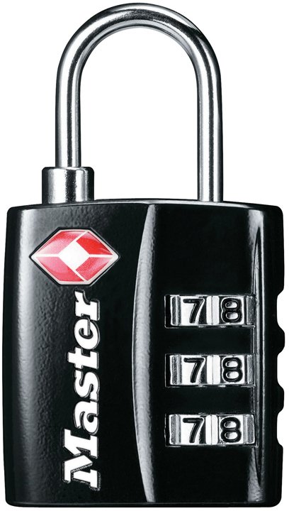 Master Lock 4680B TSA 3-Digit Combination Padlock, Black Finish, 30mm