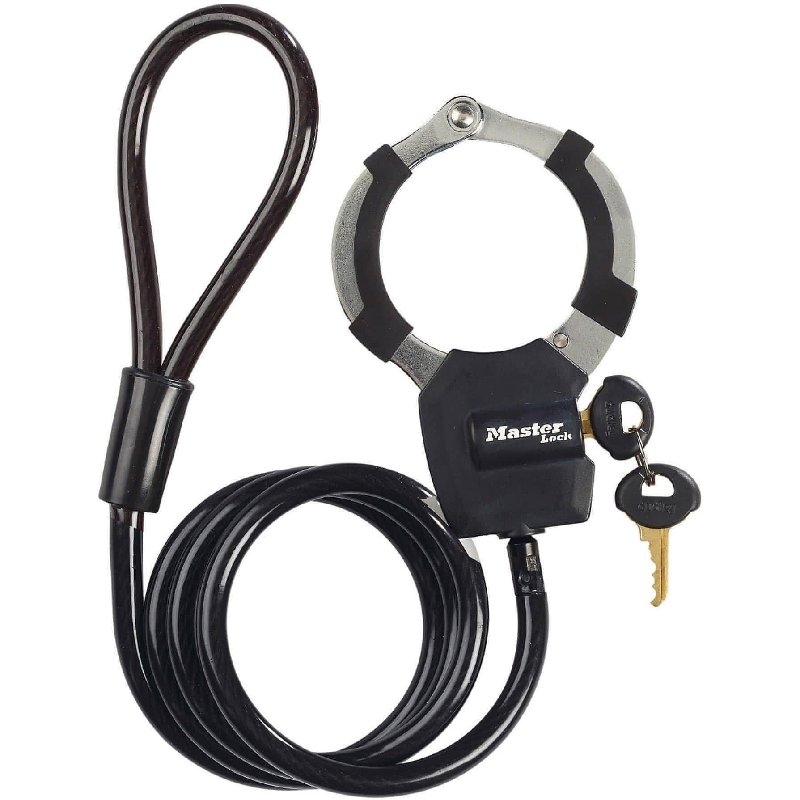 Master Lock 8275EURDPRO Keyed Cable Street Cuff Bike Lock, 1.0m, Black