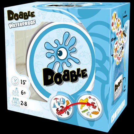 Asmodee Dobble Beach Waterproof Card Game with Travel Bag