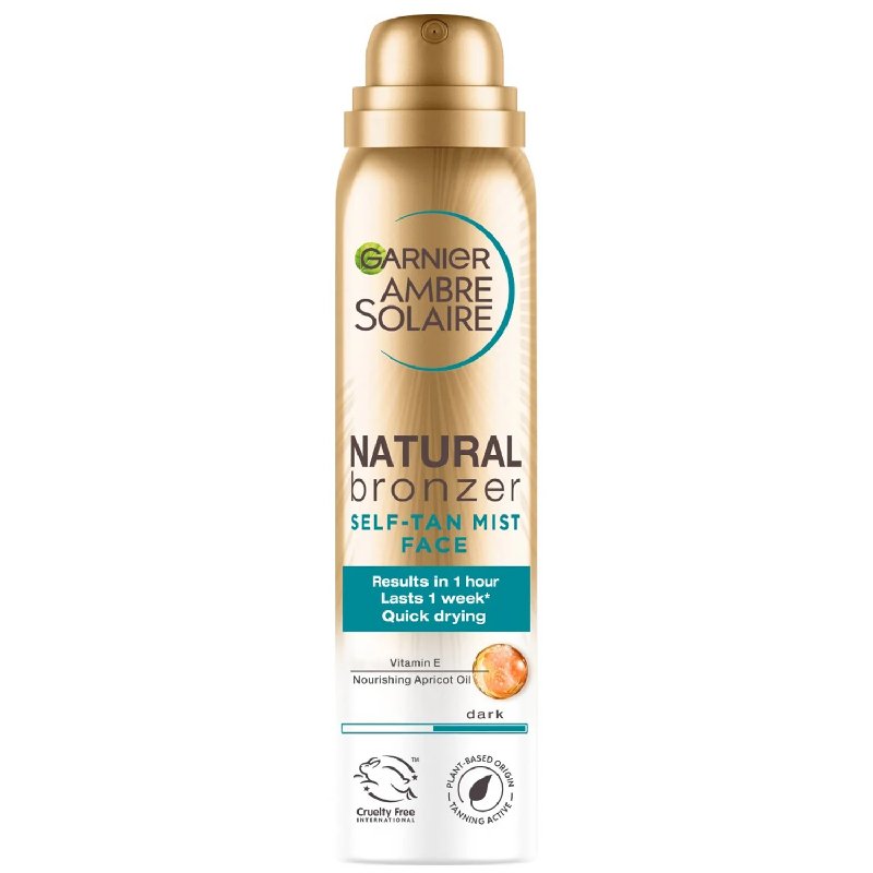 Garnier Ambre Solaire Natural Bronzer Quick Drying Dark Self Tan Face Mist 75ml