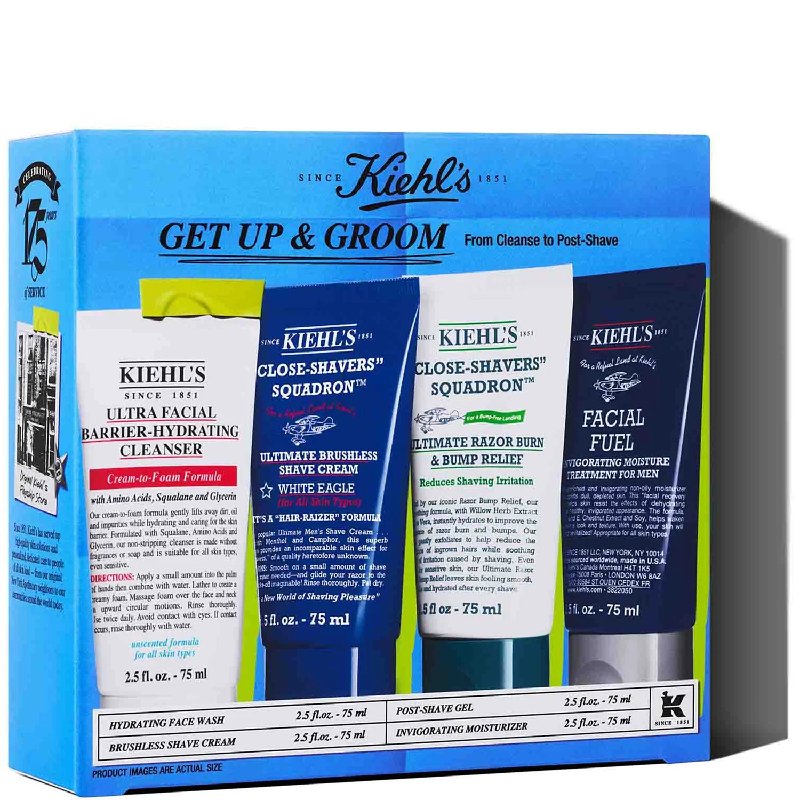 Kiehl's Get Up & Groom Shaving Set with 4 Products (75ml each)