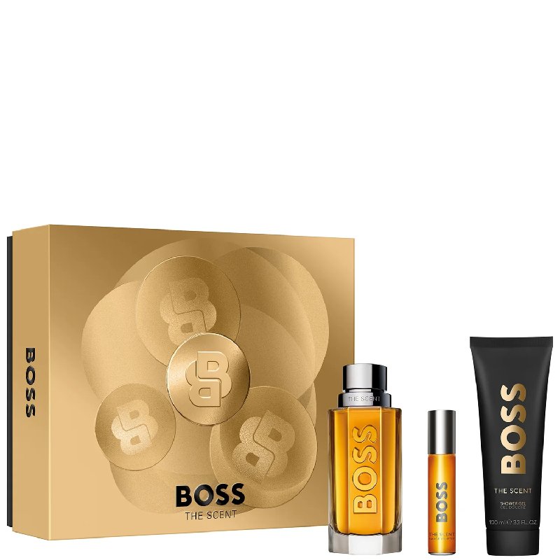 HUGO BOSS Boss The Scent Eau de Toilette Gift Set for Men, 100ml + 10ml Travel Spray + 100ml Shower Gel