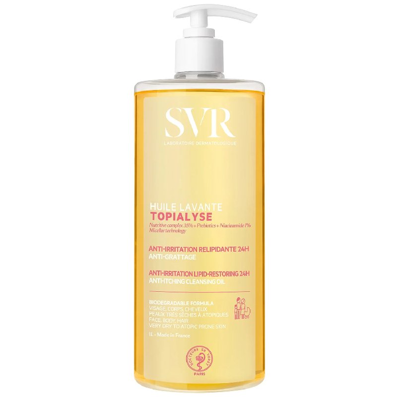 SVR Topialyse Hydrating Micellar Shower Oil for Sensitive Skin, 1L