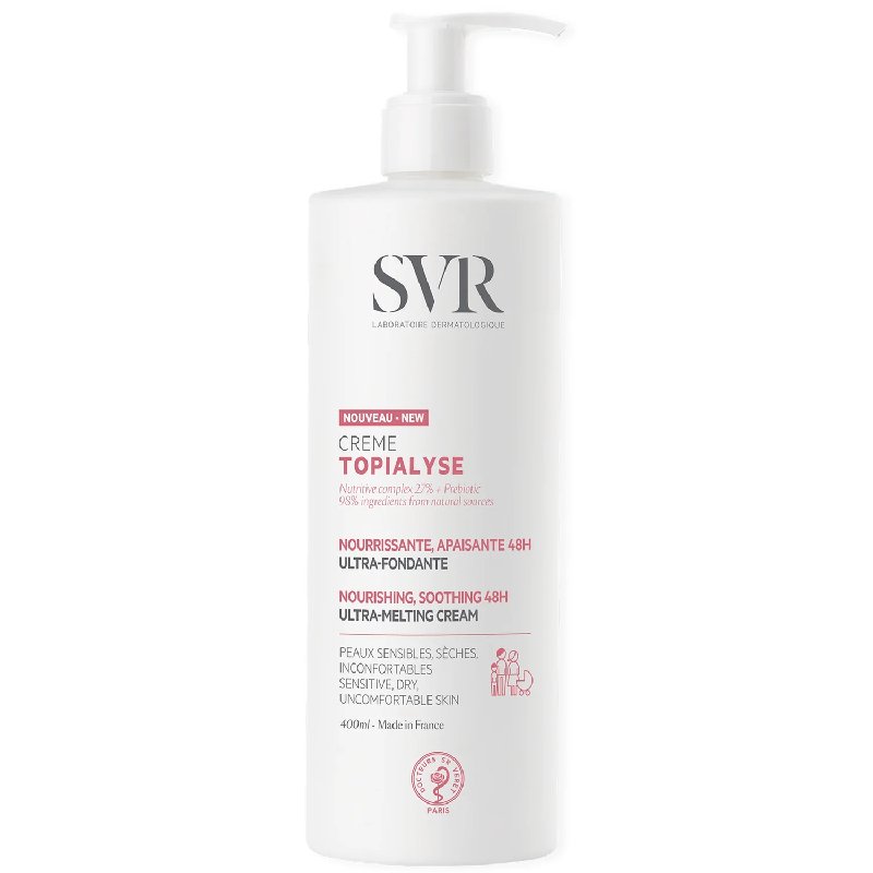 SVR Topialyse 48hr Soothing Nourishing Face & Body Cream for Dry Sensitive Skin, 400ml