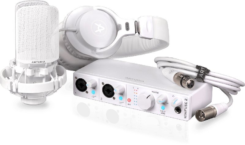 Arturia MiniFuse Recording Pack in White with Audio Interface, Microphone and Headphones