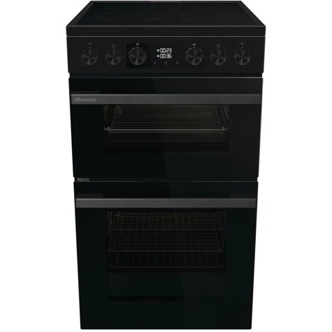 Hisense HDCEC5C10B 50cm Black Electric Cooker with Double Oven and Ceramic Hob