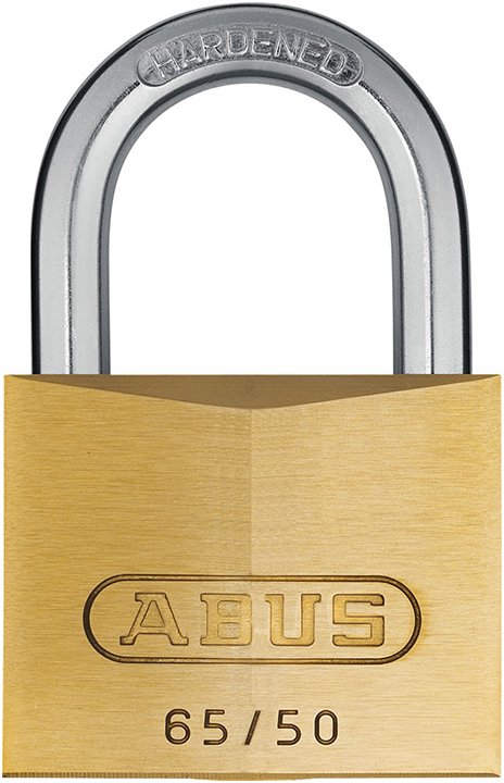 ABUS 65/50 Brass Padlock, Keyed Alike, 50mm Width, Satin Brass