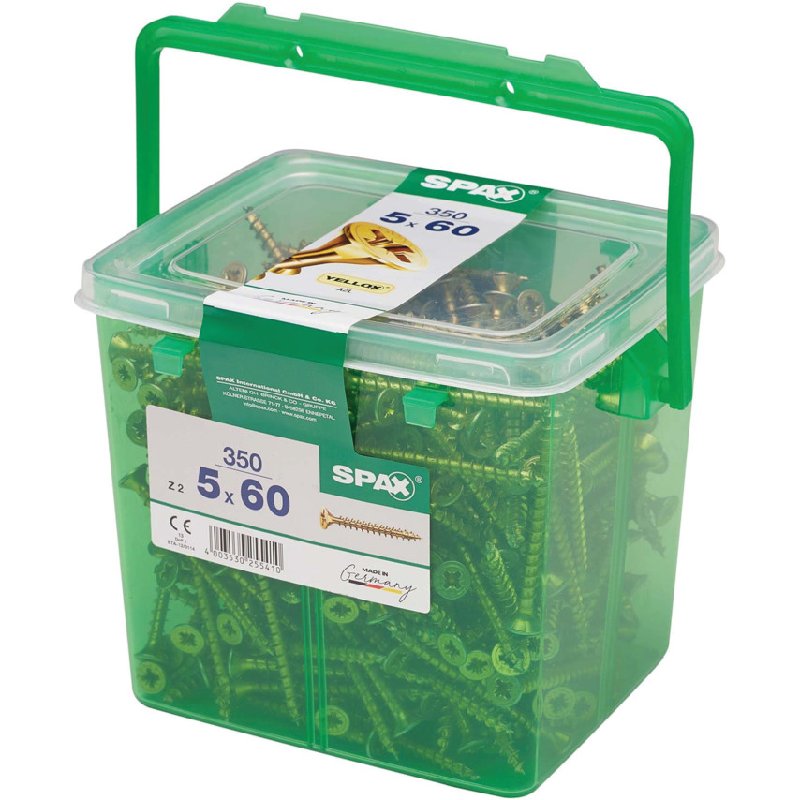 SPAX YELLOX Coated Universal Woodscrews, PZ2 Recess, 5.0 x 60mm, Tub of 350