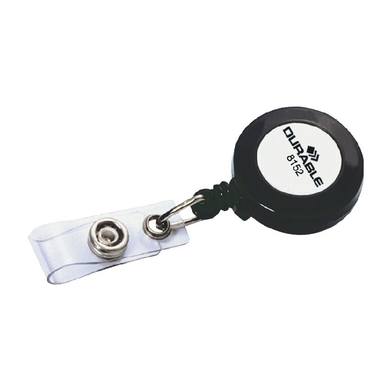 Durable Secure Retractable Clip Badge Reel for ID Cards & Keys - 10 Pack - Black