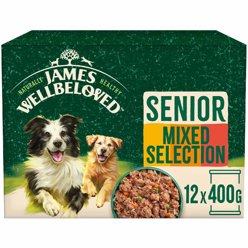 James Wellbeloved Senior Wet Dog Food - Turkey, Lamb & Chicken in Loaf - 12x400g Cans