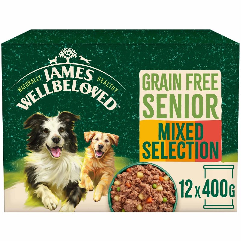 James Wellbeloved Grain Free Senior Wet Dog Food Loaf - Turkey, Lamb and Chicken - 12x400g Cans